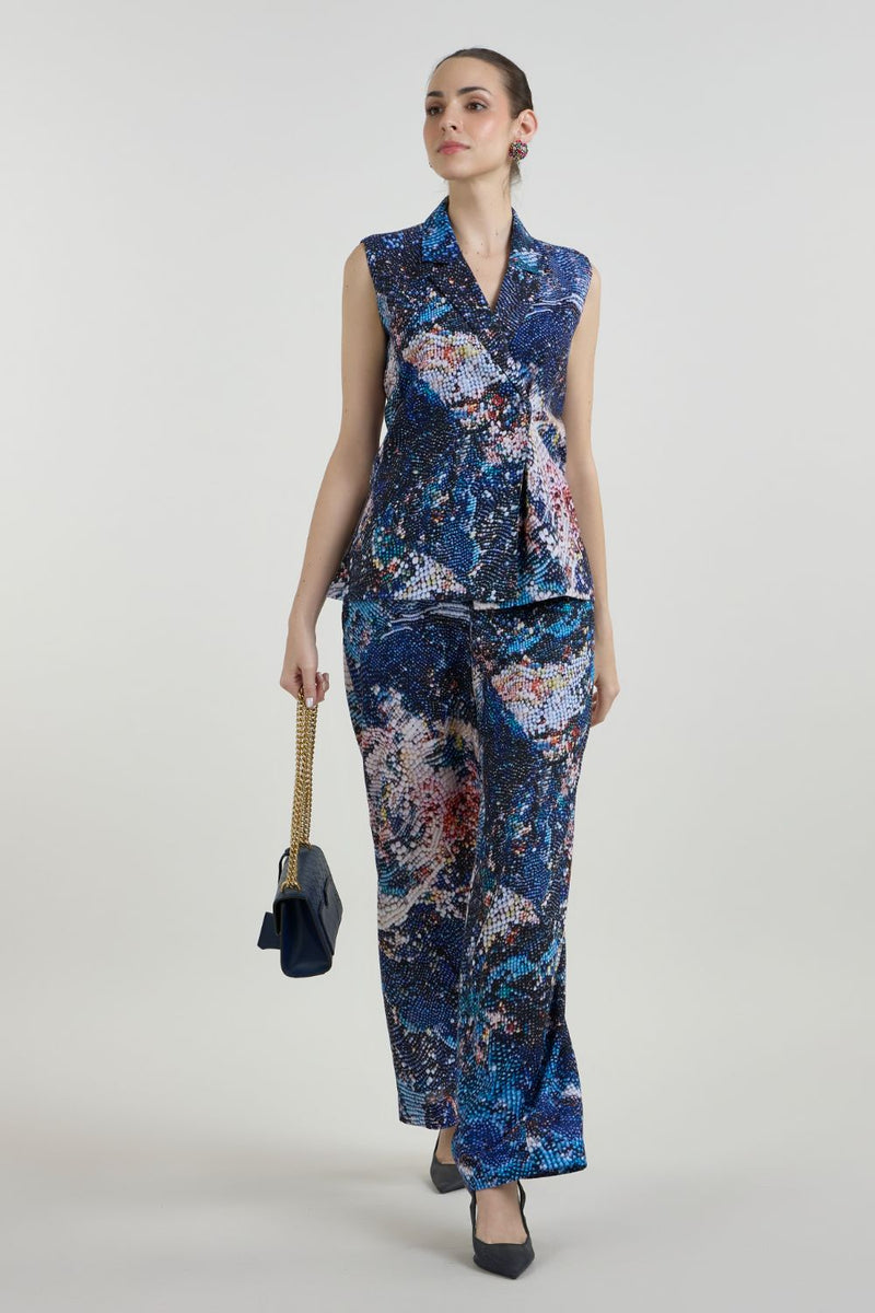 Mosaic Blazer Set linen co-ord set by SOBARIKO in multicolor for women Worldwide