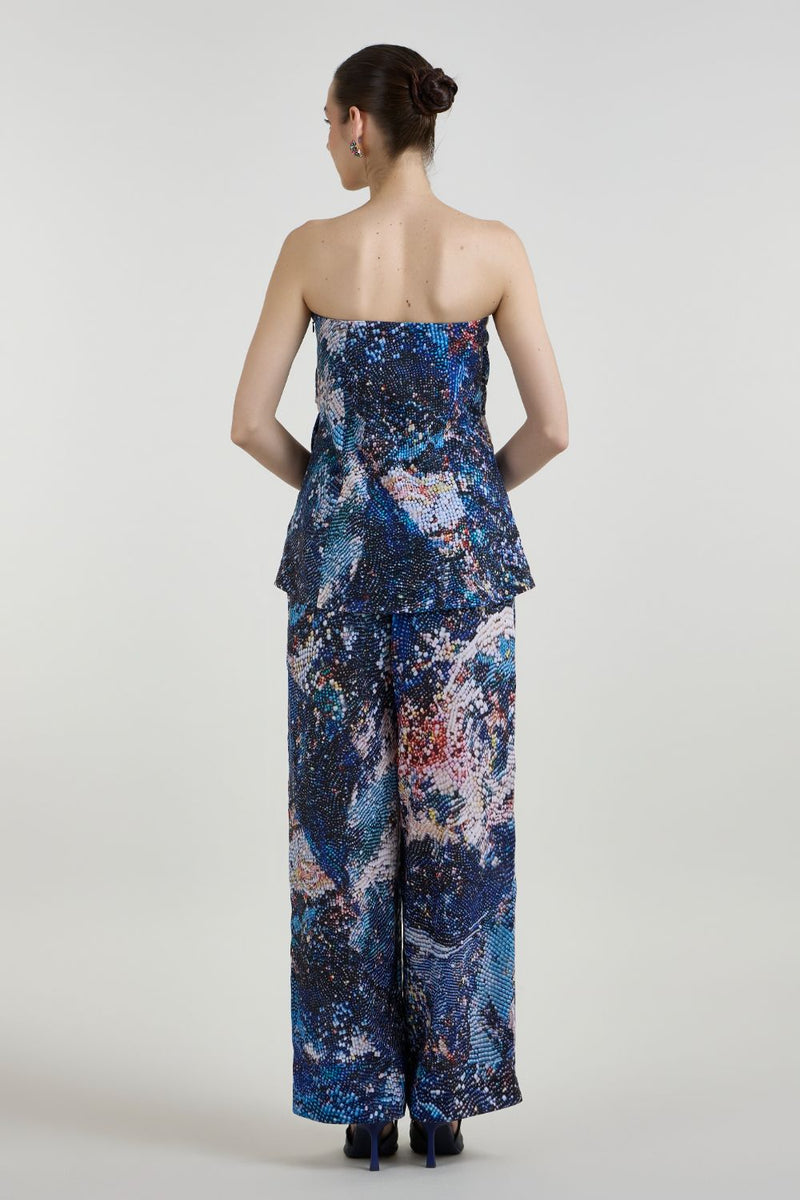Mosaic Strapless Set linen co-ord set by SOBARIKO in multicolor for women Worldwide