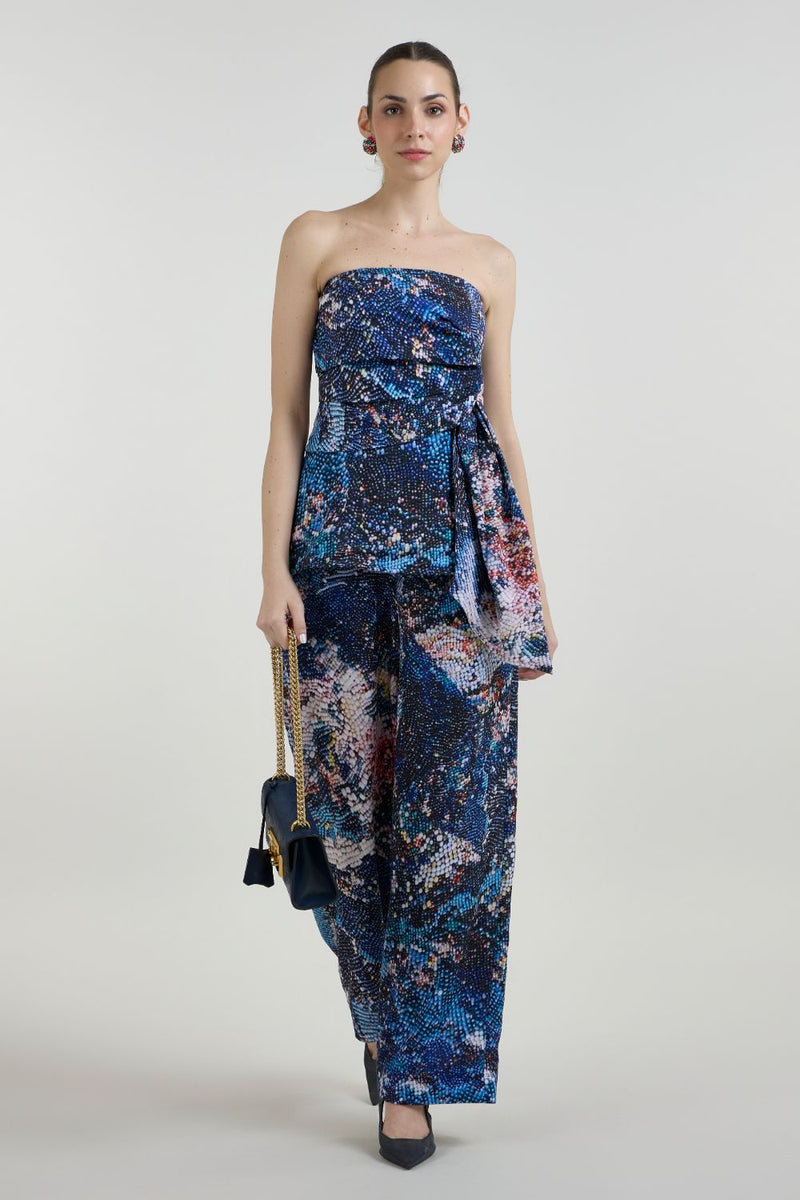 Mosaic Strapless Set linen co-ord set by SOBARIKO in multicolor for women Worldwide