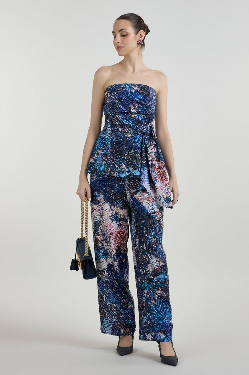 Mosaic Strapless Set linen co-ord set by SOBARIKO in multicolor for women Worldwide