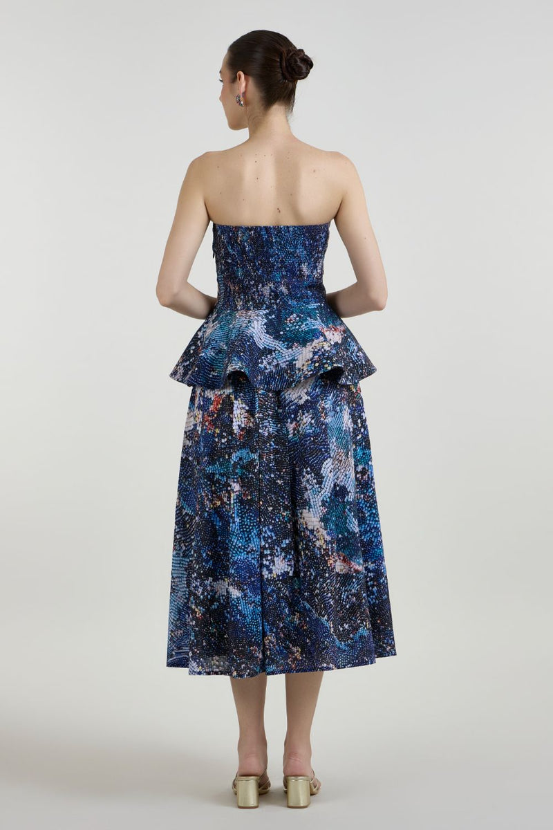 Mosaic Peplum set linen co-ord set by SOBARIKO in multicolor for women Worldwide