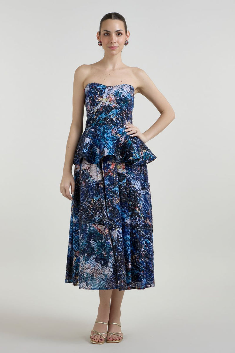 Mosaic Peplum set linen co-ord set by SOBARIKO in multicolor for women Worldwide