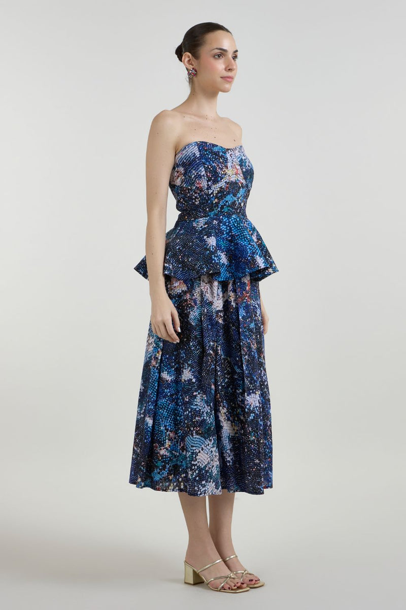 Mosaic Peplum set linen co-ord set by SOBARIKO in multicolor for women Worldwide