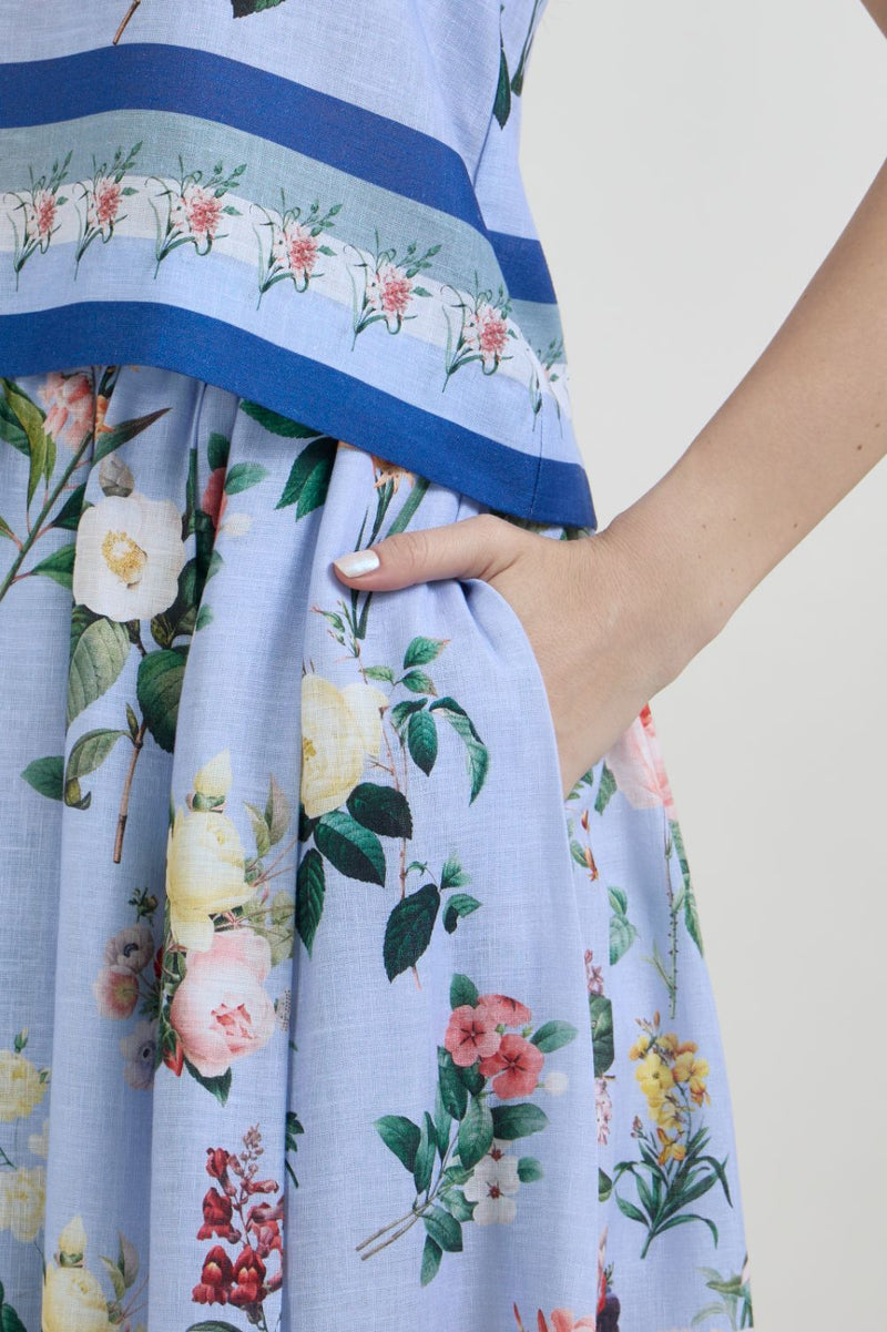 Blaire Skirt set linen co-ord set by SOBARIKO in blue for women Worldwide