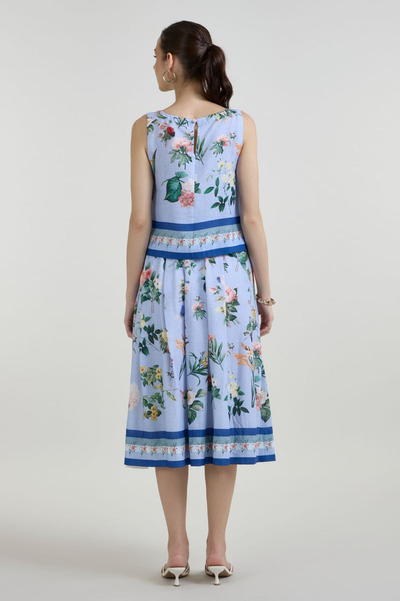 Blaire Skirt set linen co-ord set by SOBARIKO in blue for women Worldwide