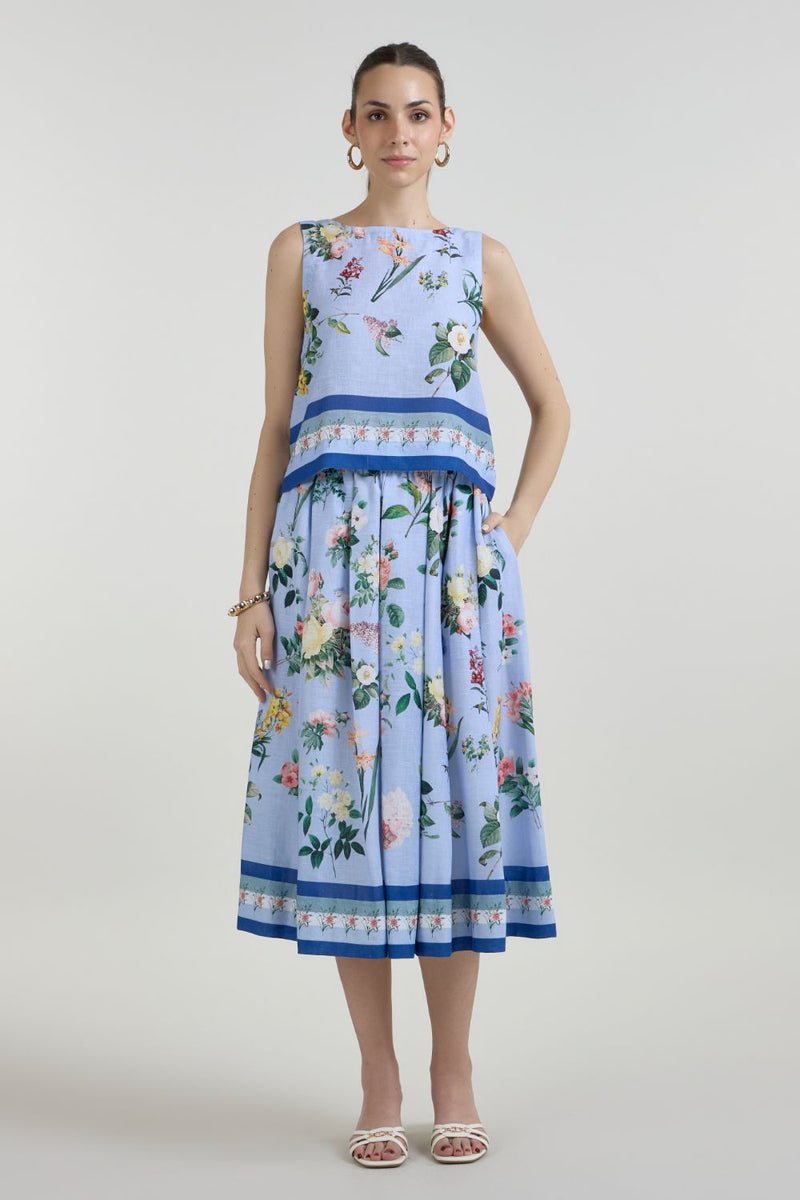 Blaire Skirt set linen co-ord set by SOBARIKO in blue for women Worldwide