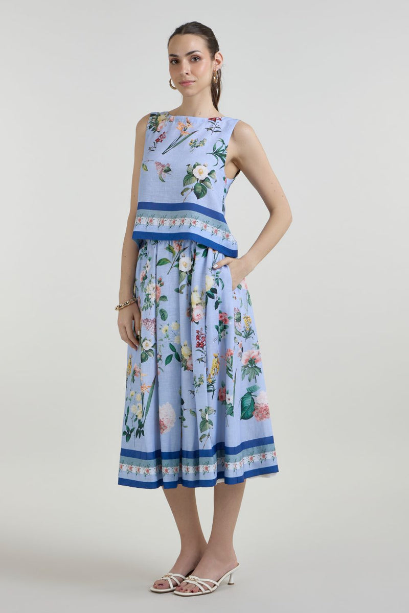 Blaire Skirt set linen co-ord set by SOBARIKO in blue for women Worldwide