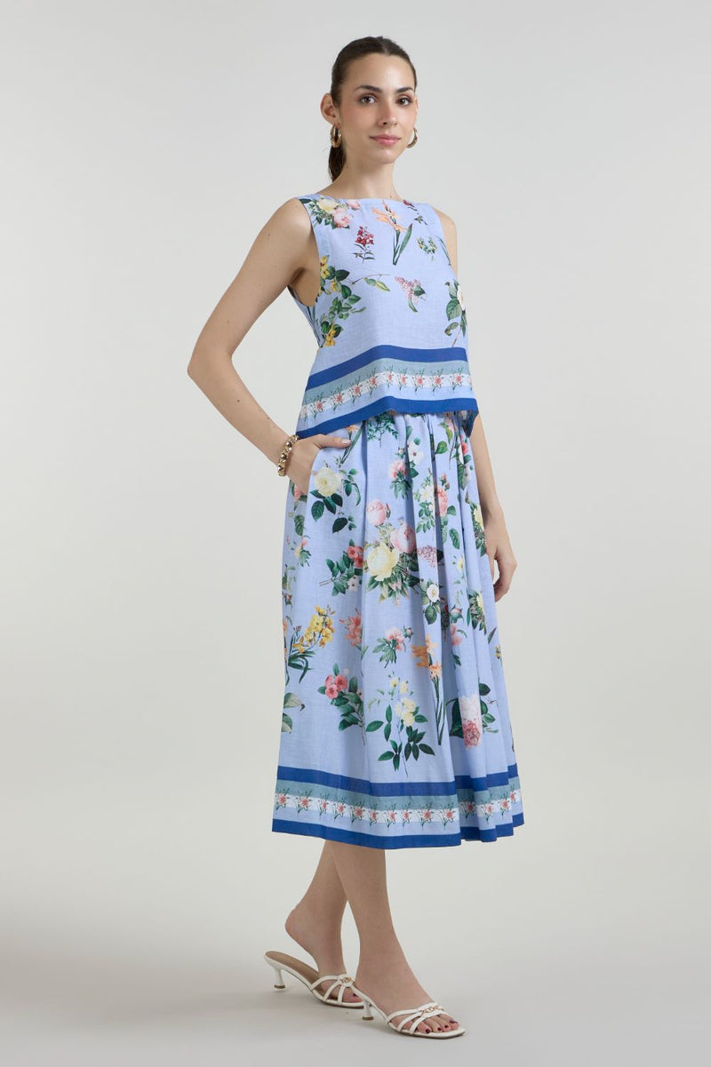 Blaire Skirt set linen co-ord set by SOBARIKO in blue for women Worldwide