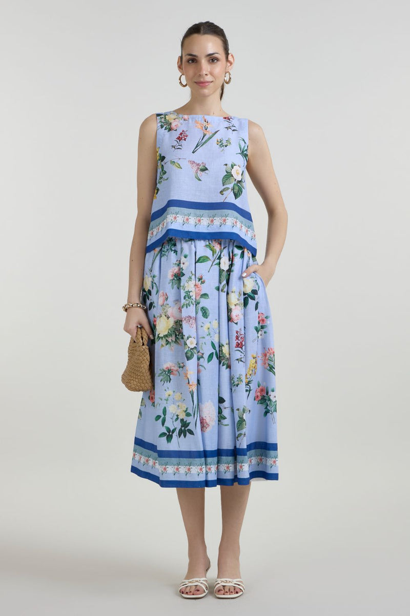 Blaire Skirt set linen co-ord set by SOBARIKO in blue for women Worldwide