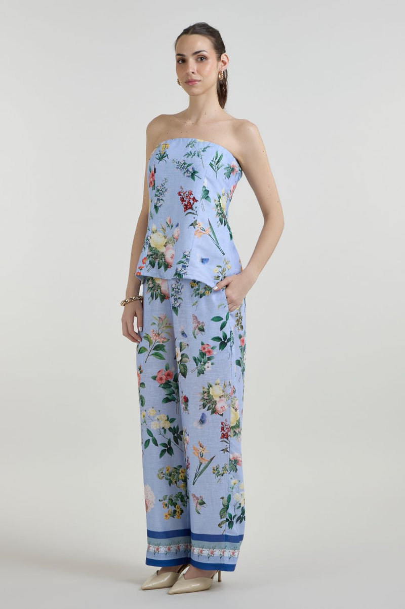 Blaire Strapless Set linen co-ord set by SOBARIKO in blue for women Worldwide