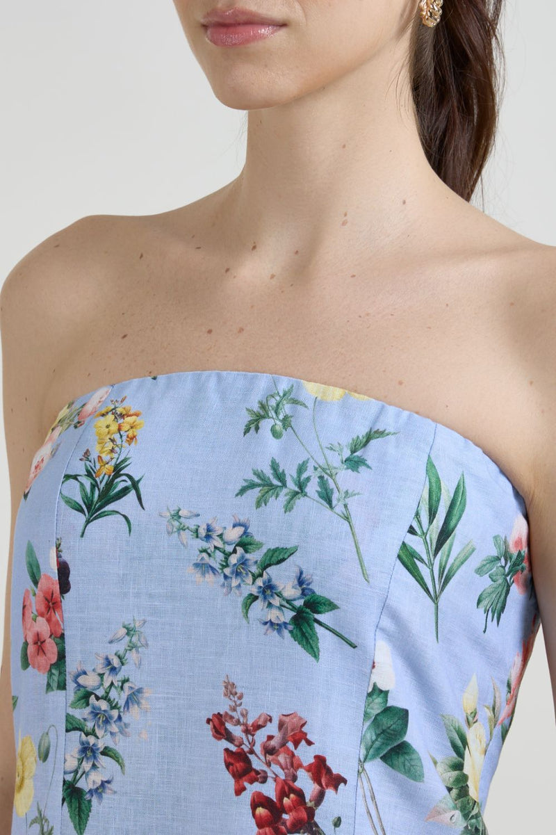 Blaire Strapless Set linen co-ord set by SOBARIKO in blue for women Worldwide
