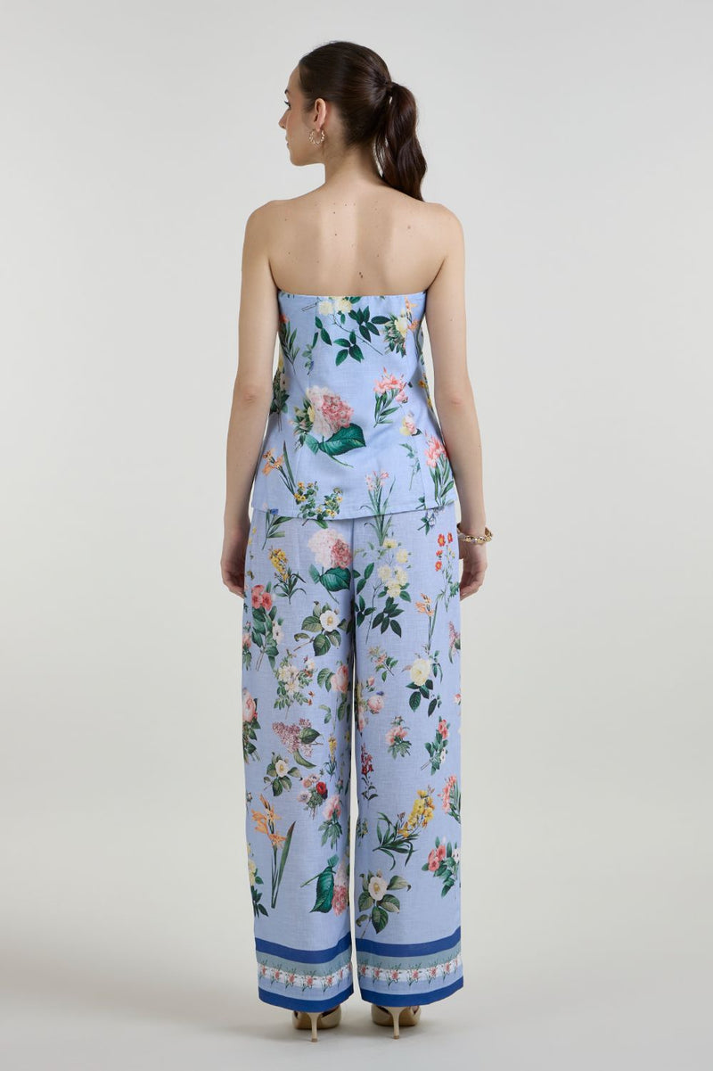 Blaire Strapless Set linen co-ord set by SOBARIKO in blue for women Worldwide