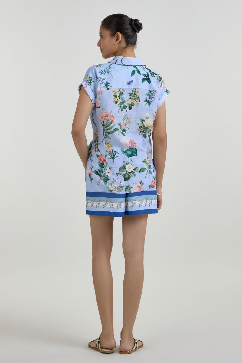 Blaire twist set linen co-ord set by SOBARIKO in blue for women Worldwide
