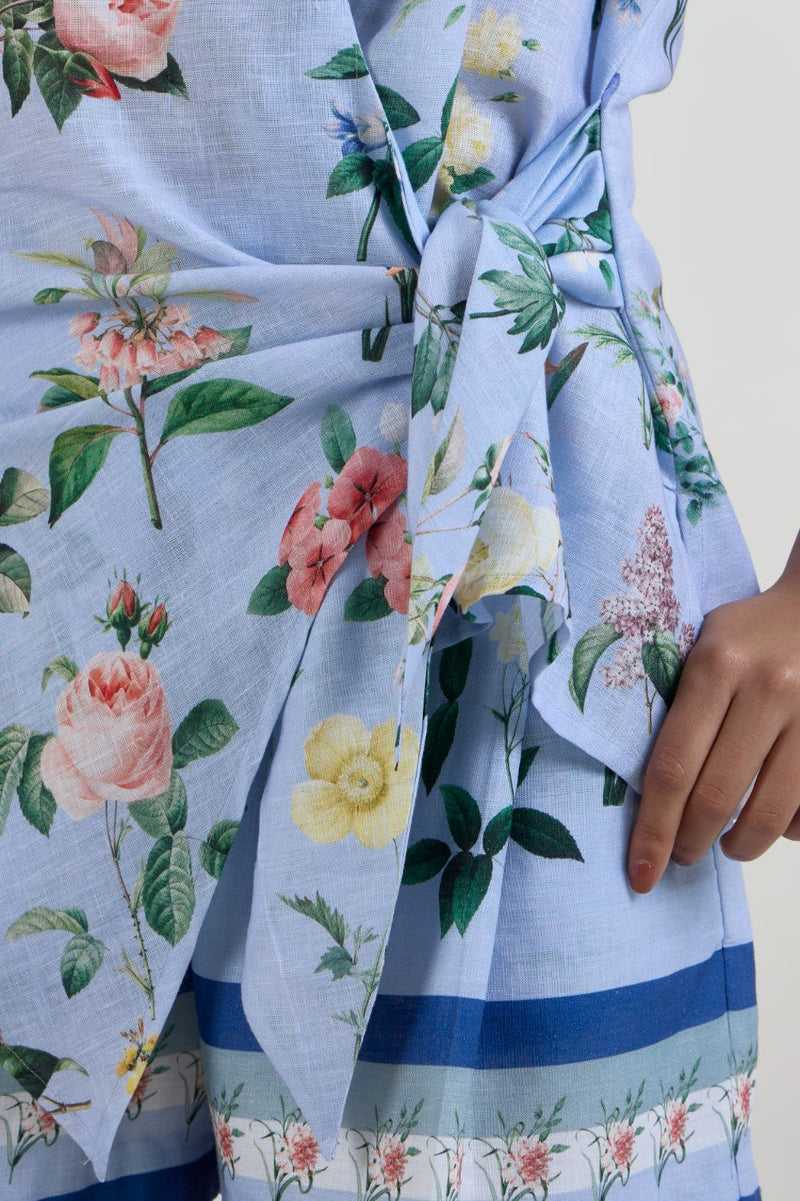 Blaire twist set linen co-ord set by SOBARIKO in blue for women Worldwide