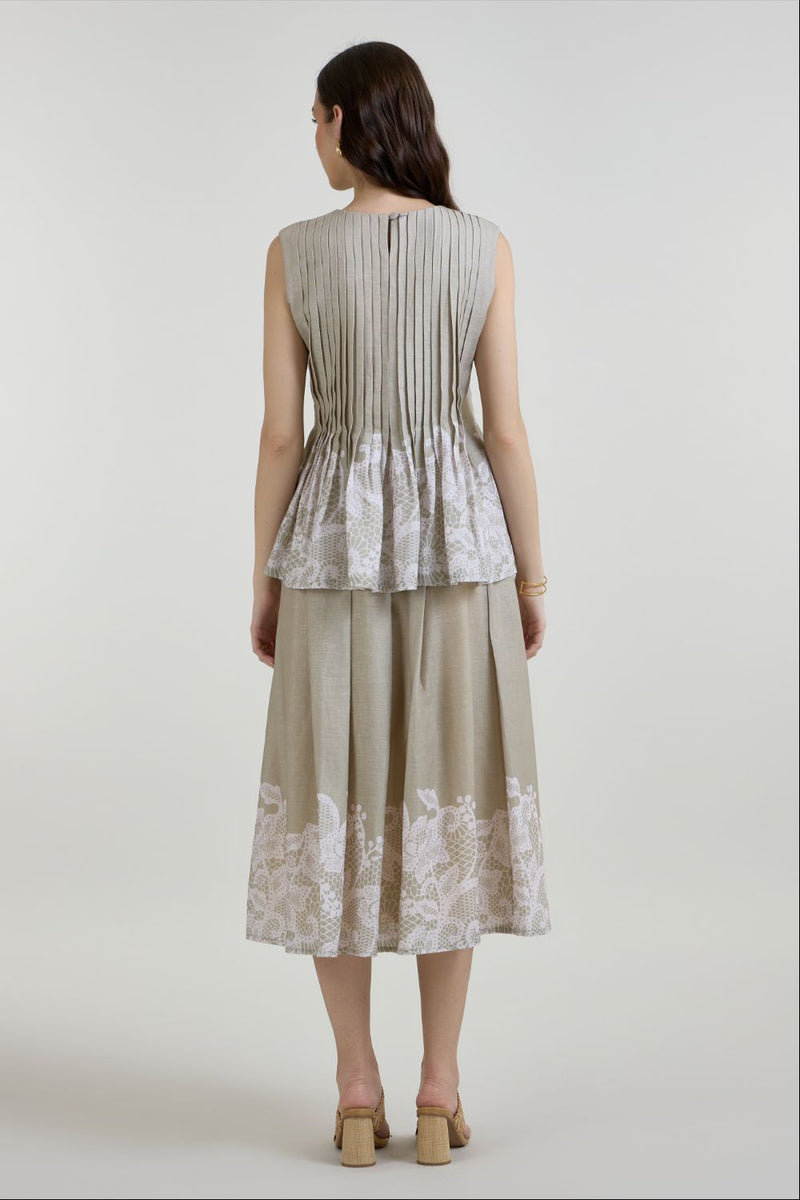Lucy Accordian set linen co-ord set by SOBARIKO in khaki for women Worldwide