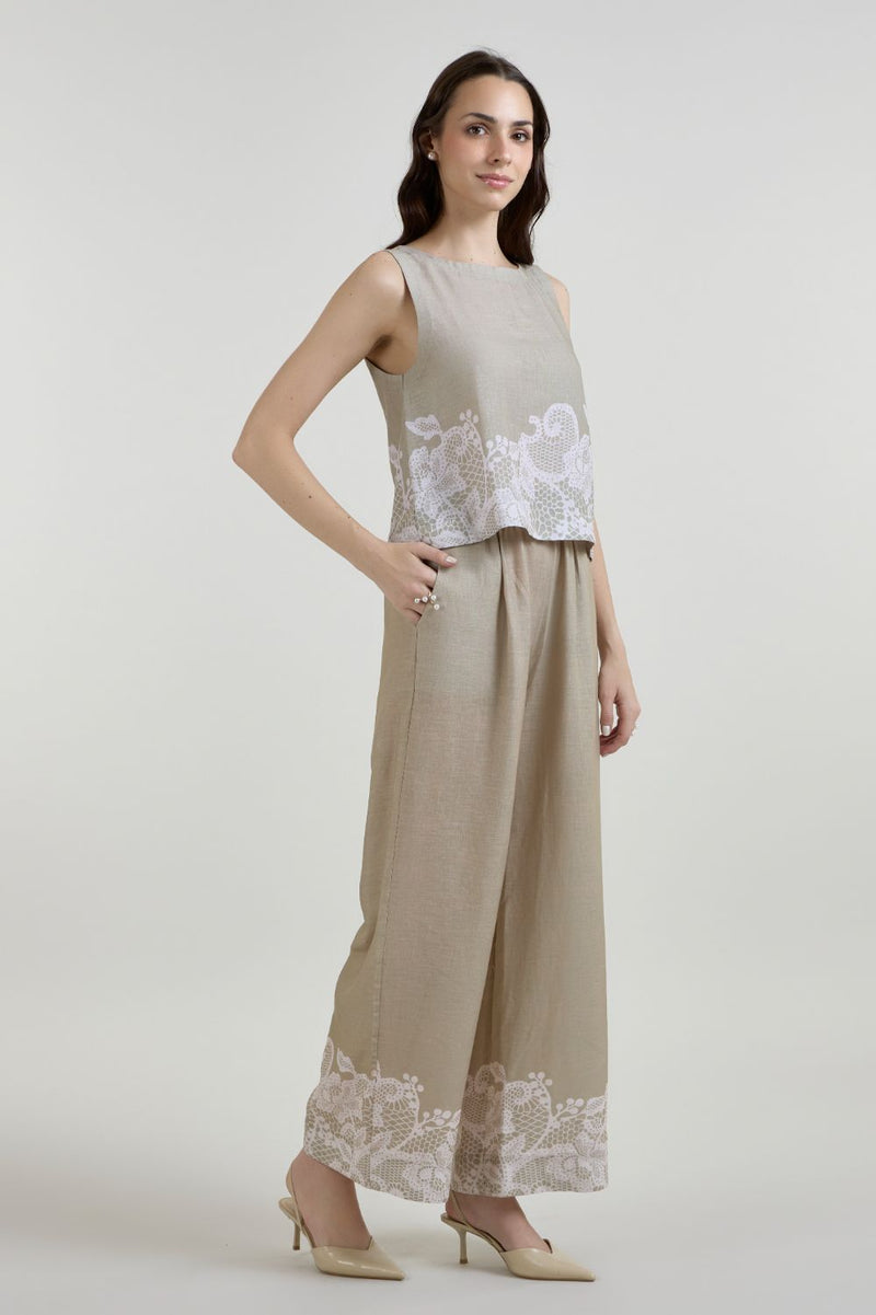 Lucy Co-ord Set linen co-ord set by SOBARIKO in khaki for women Worldwide