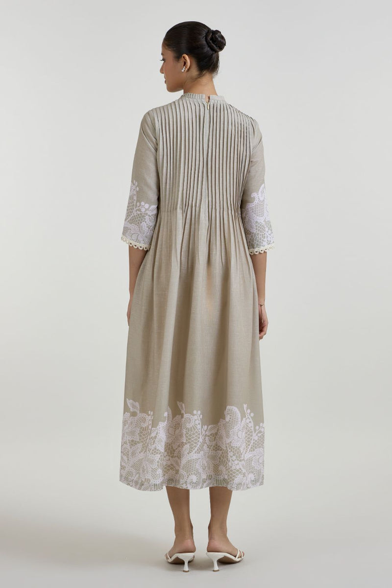 Lucy Pleated Dress linen dress by SOBARIKO for women Worldwide