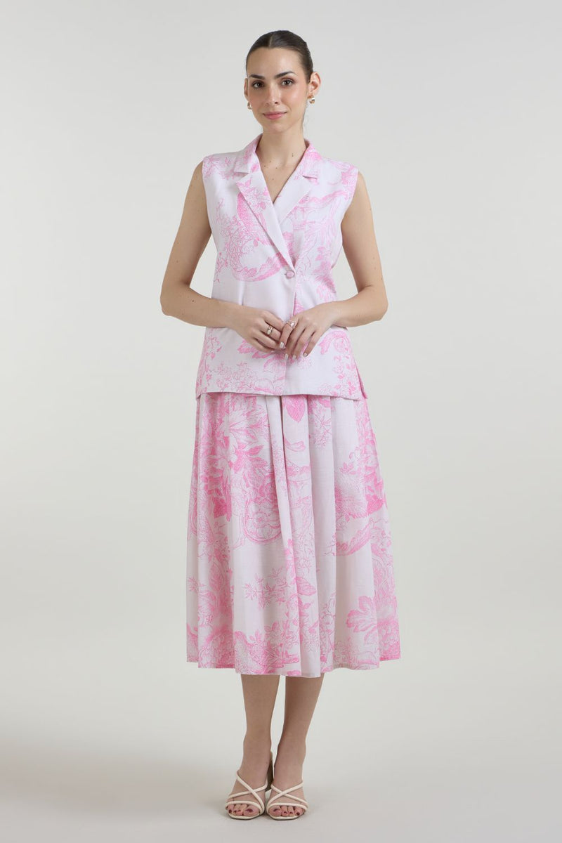 Rosia Blazer Skirt Set linen co-ord set by SOBARIKO in pink for women Worldwide