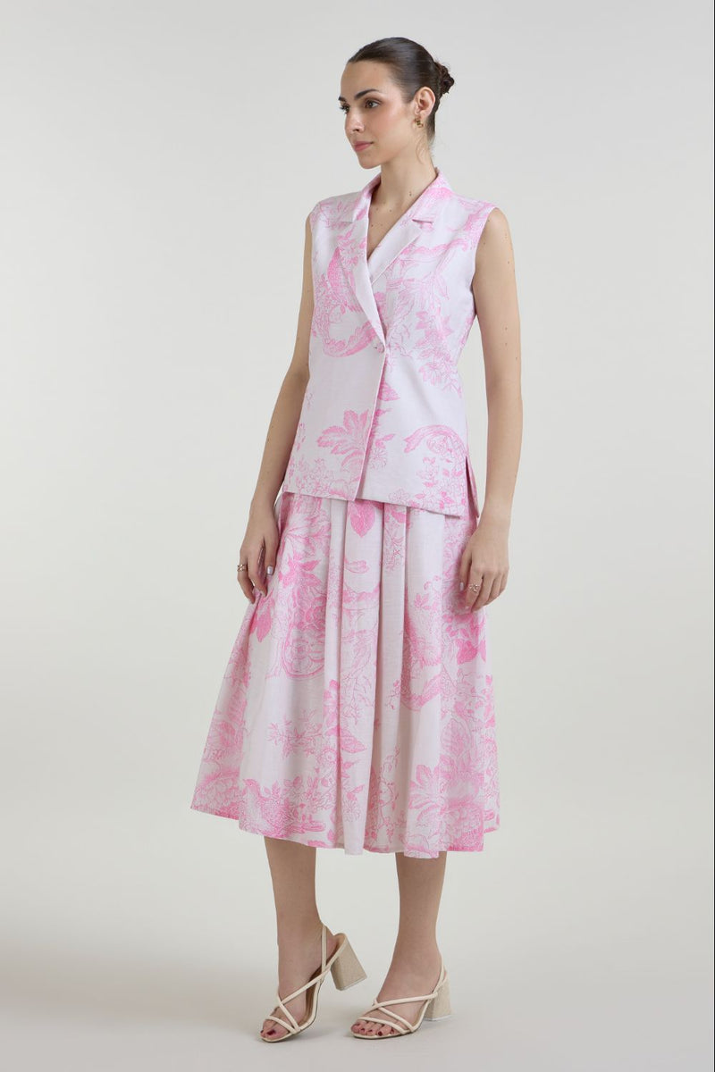 Rosia Blazer Skirt Set linen co-ord set by SOBARIKO in pink for women Worldwide