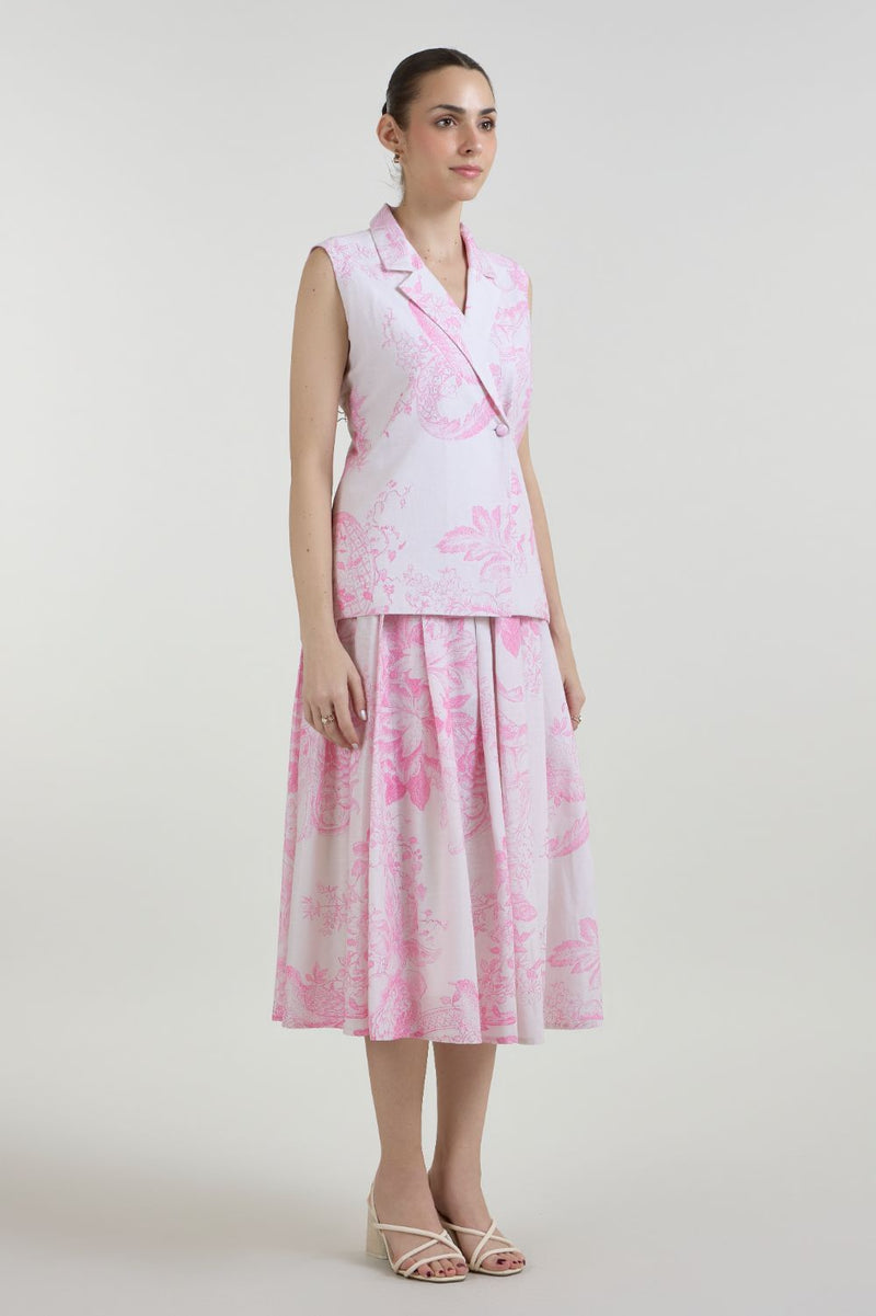 Rosia Blazer Skirt Set linen co-ord set by SOBARIKO in pink for women Worldwide