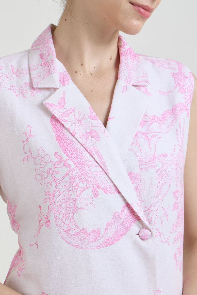 Rosia Blazer Skirt Set linen co-ord set by SOBARIKO in pink for women Worldwide