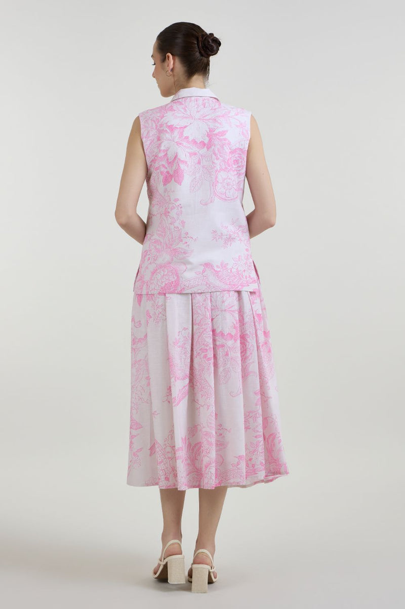 Rosia Blazer Skirt Set linen co-ord set by SOBARIKO in pink for women Worldwide