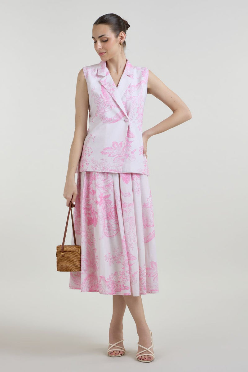 Rosia Blazer Skirt Set linen co-ord set by SOBARIKO in pink for women Worldwide