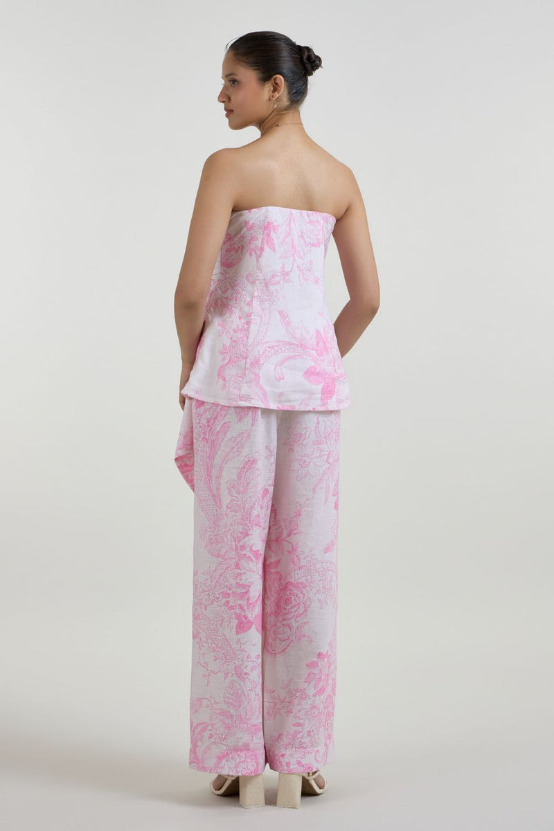 Rosia Strapless Set linen co-ord set by SOBARIKO in pink for women Worldwide