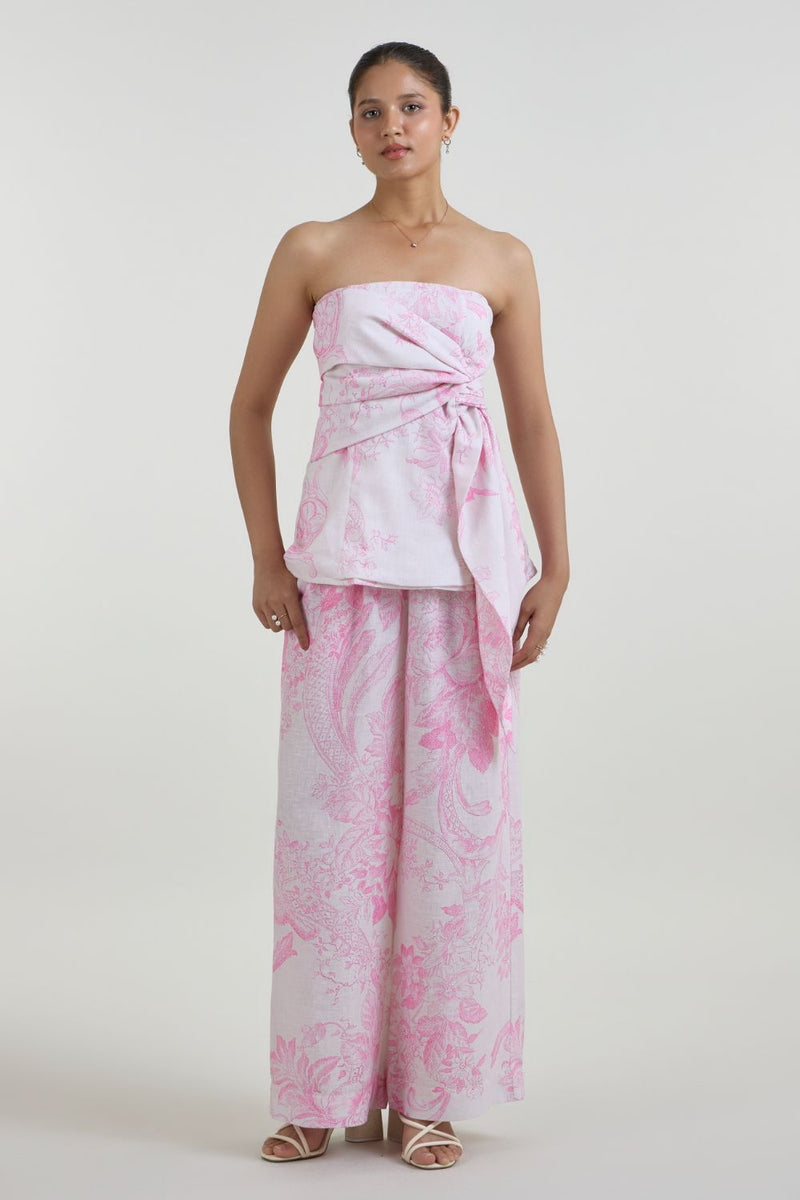 Rosia Strapless Set linen co-ord set by SOBARIKO in pink for women Worldwide