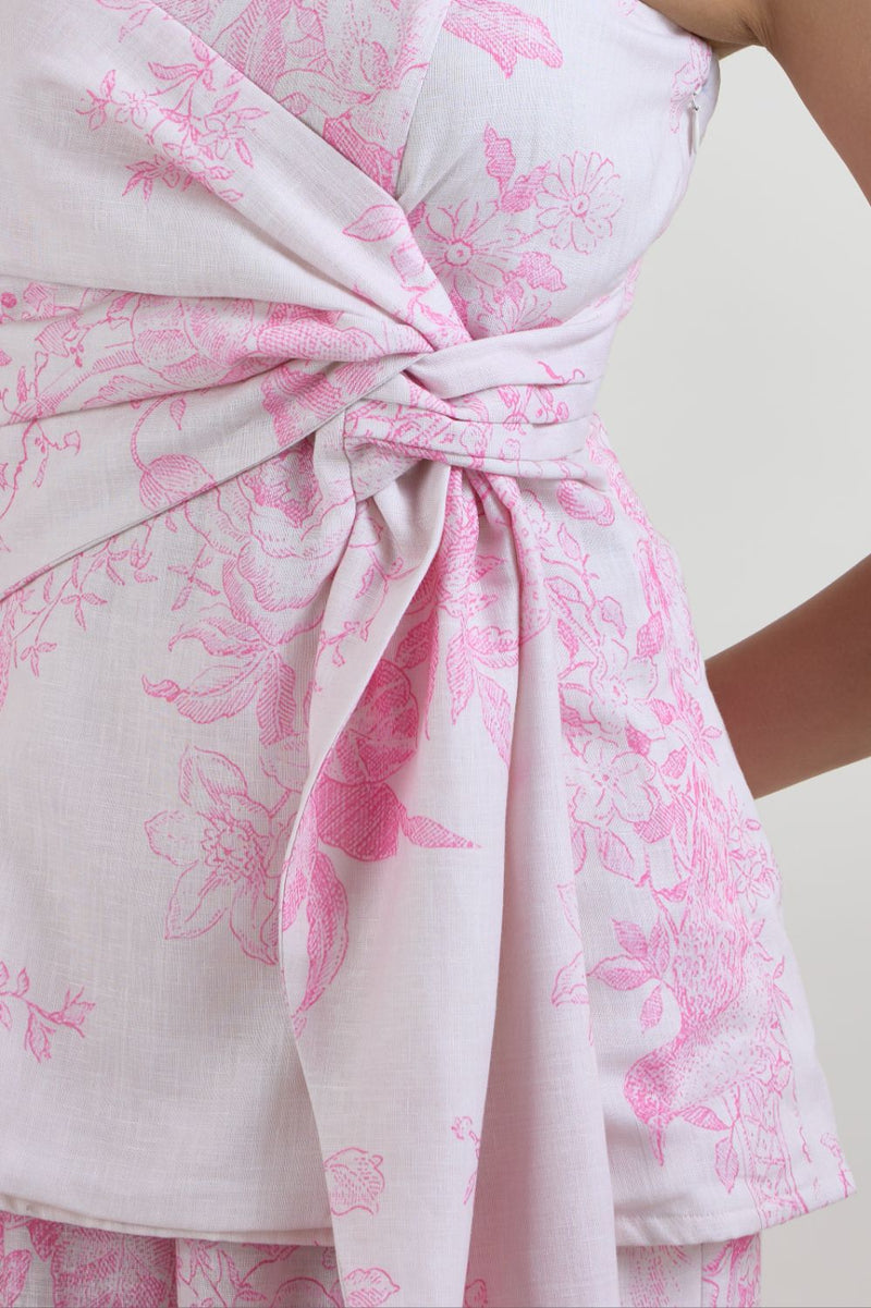 Rosia Strapless Set linen co-ord set by SOBARIKO in pink for women Worldwide