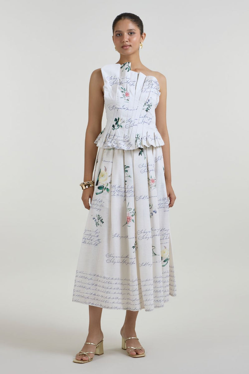 Poetry Fanfare Set linen co-ord set by SOBARIKO in ivory for women Worldwide