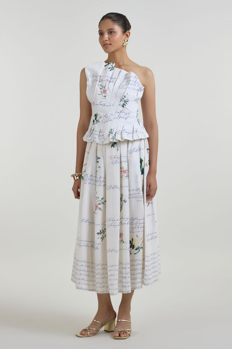 Poetry Fanfare Set linen co-ord set by SOBARIKO in ivory for women Worldwide
