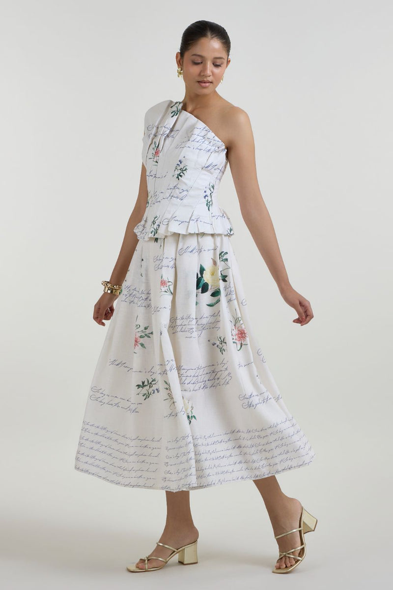 Poetry Fanfare Set linen co-ord set by SOBARIKO in ivory for women Worldwide