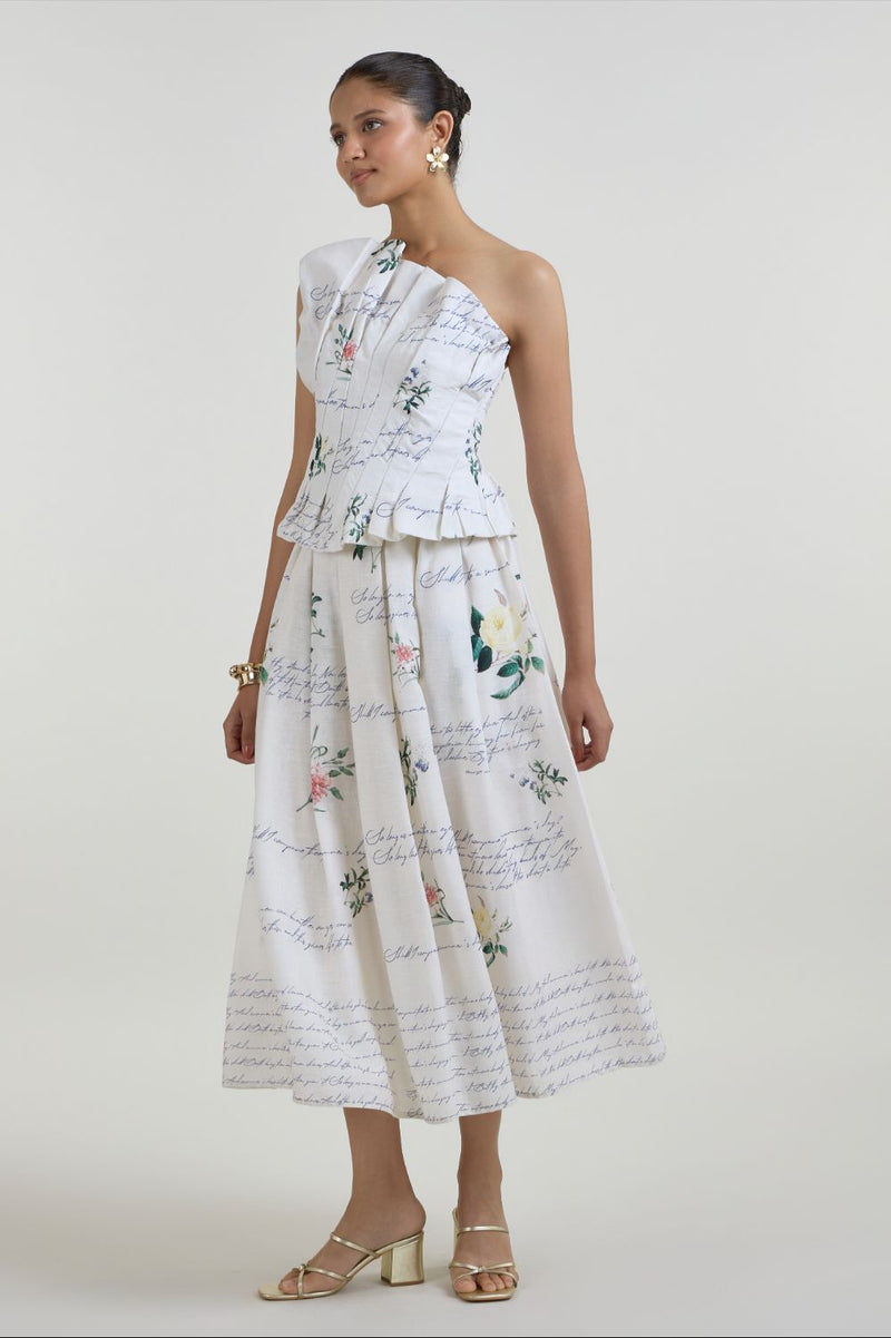 Poetry Fanfare Set linen co-ord set by SOBARIKO in ivory for women Worldwide