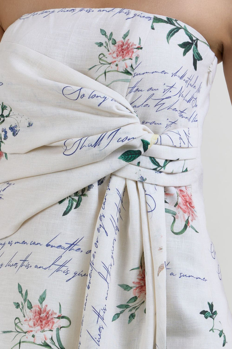 Poetry strapless set linen co-ord set by SOBARIKO in ivory for women Worldwide