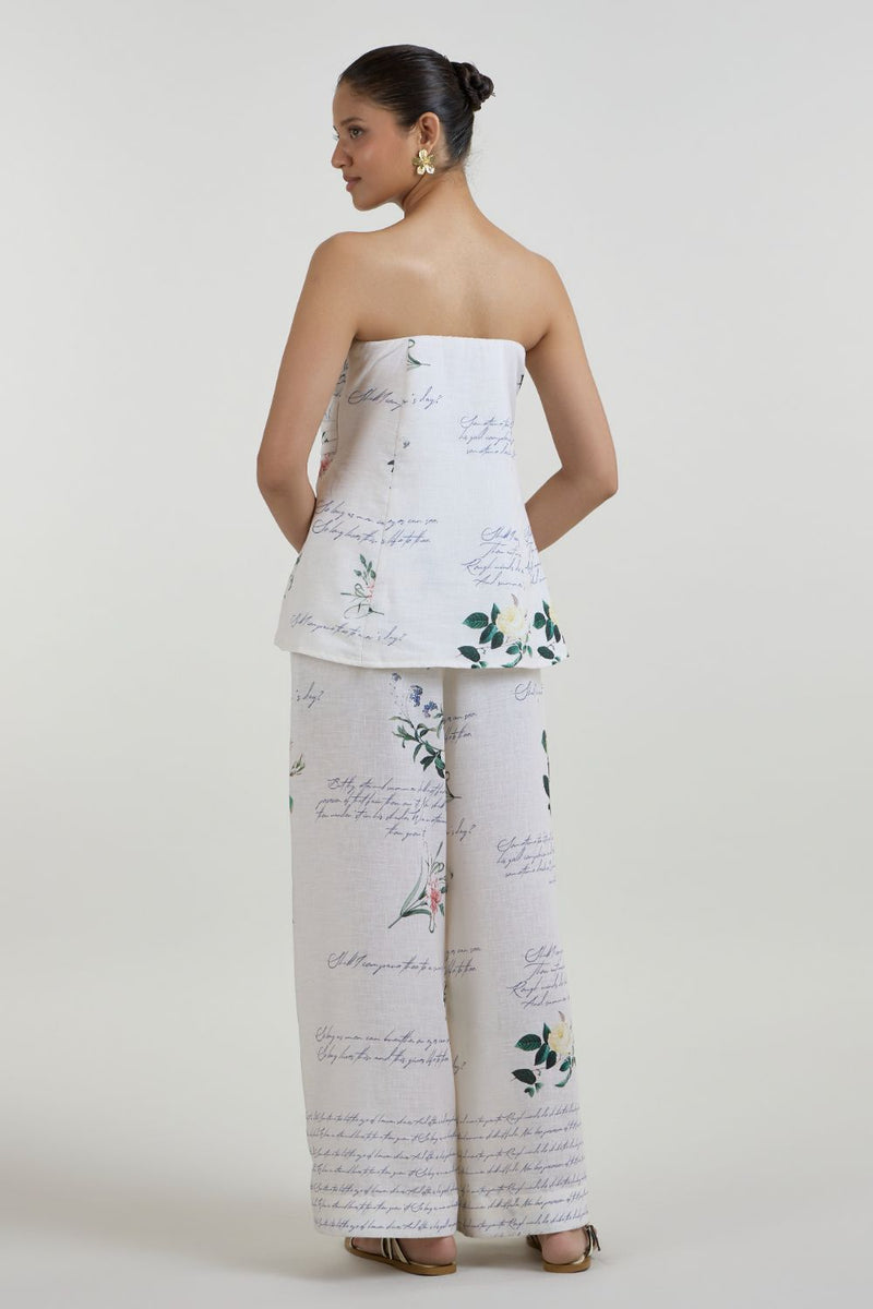 Poetry strapless set linen co-ord set by SOBARIKO in ivory for women Worldwide