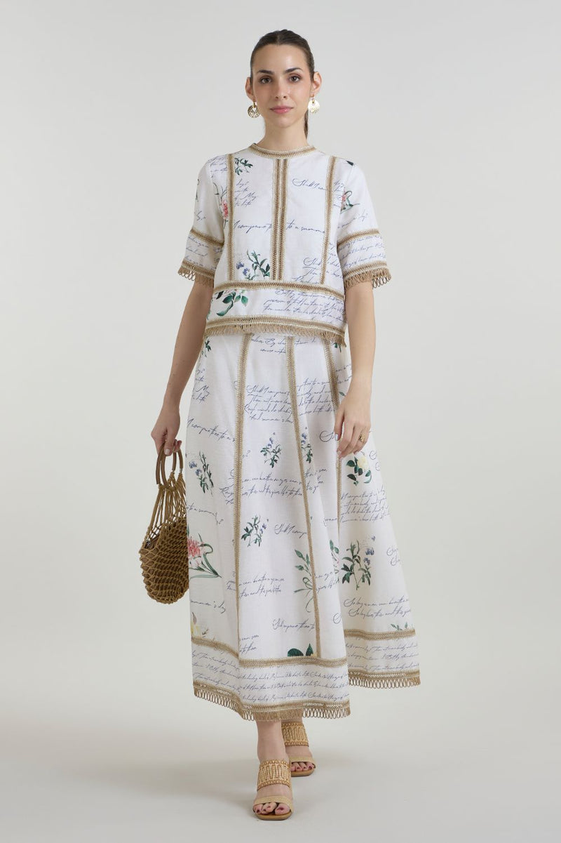 Poetry Raafia skirt set linen co-ord set by SOBARIKO in ivory for women Worldwide