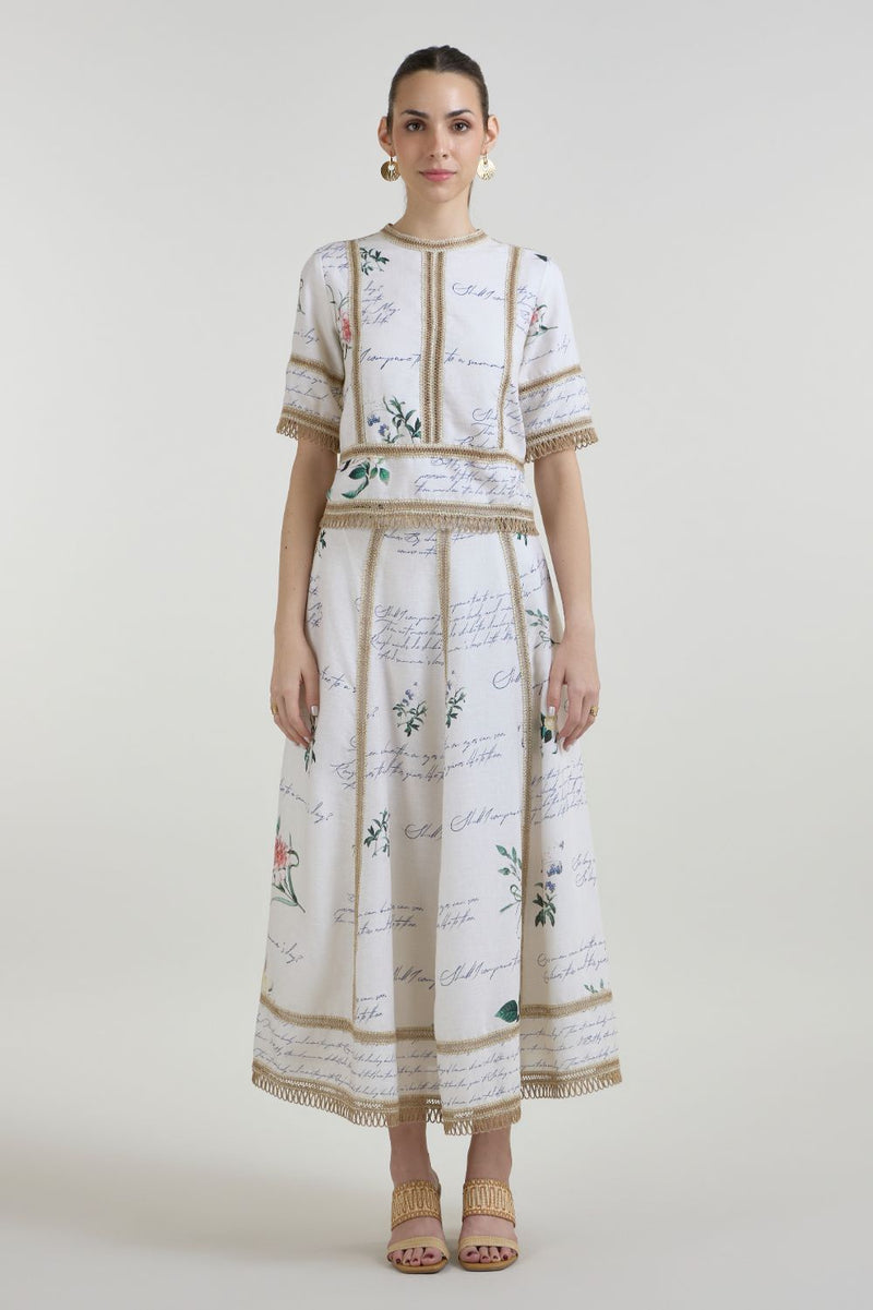 Poetry Raafia skirt set linen co-ord set by SOBARIKO in ivory for women Worldwide