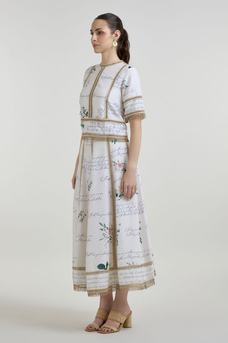 Poetry Raafia skirt set linen co-ord set by SOBARIKO in ivory for women Worldwide