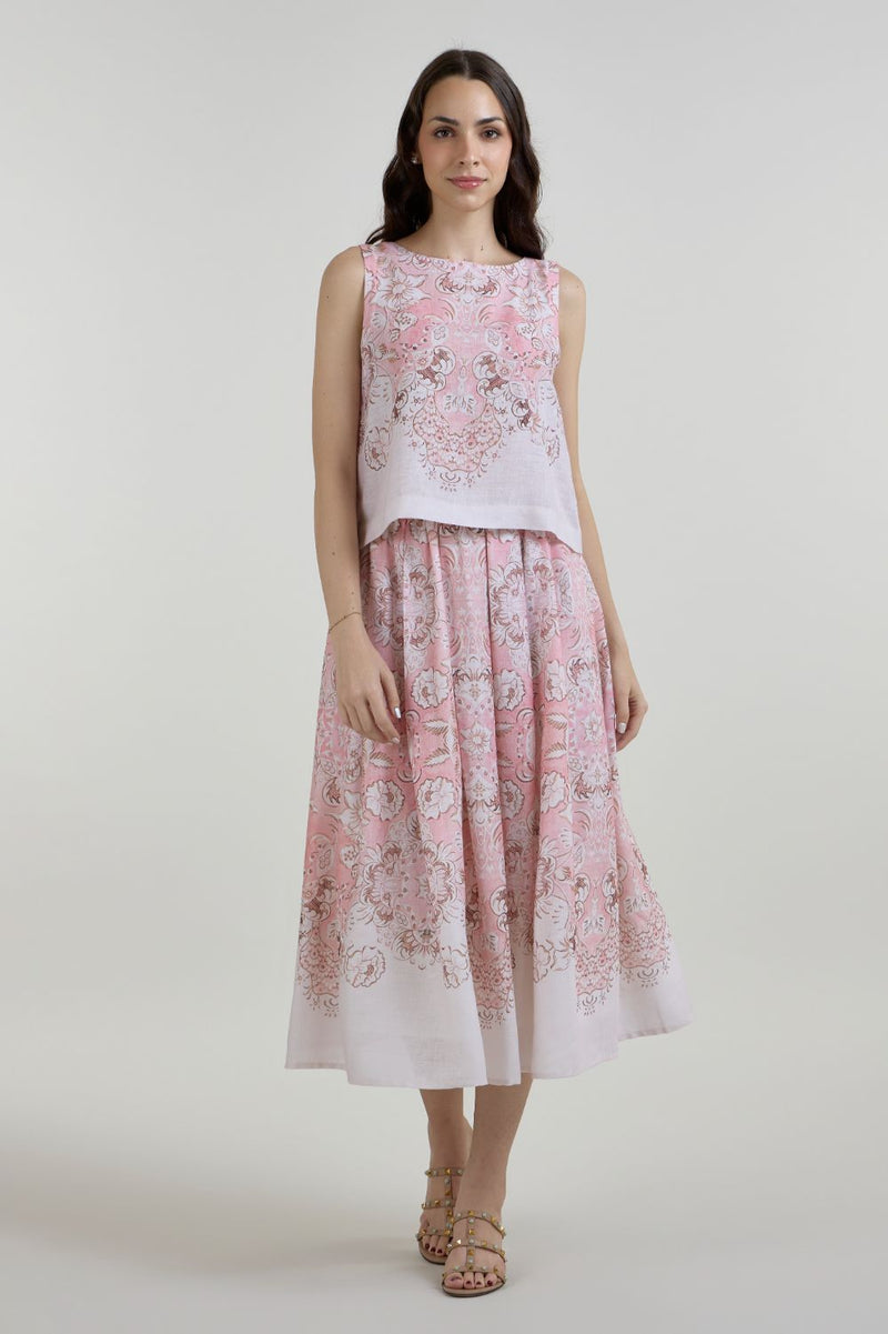 Anna Skirt Set linen co-ord set by SOBARIKO in pink for women Worldwide