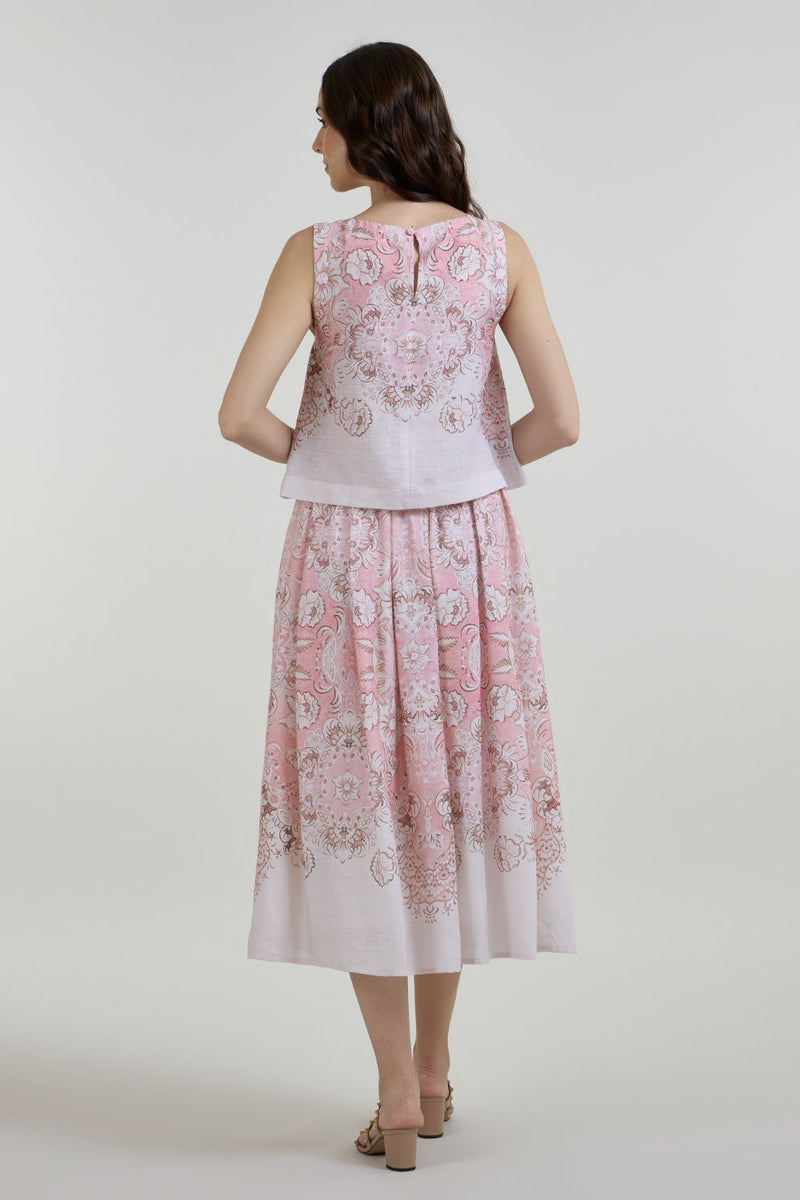 Anna Skirt Set linen co-ord set by SOBARIKO in pink for women Worldwide