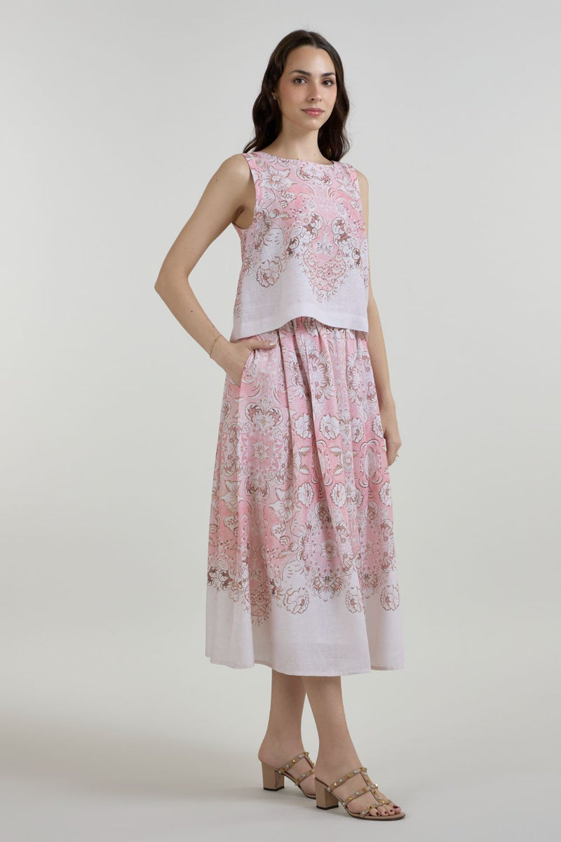 Anna Skirt Set linen co-ord set by SOBARIKO in pink for women Worldwide