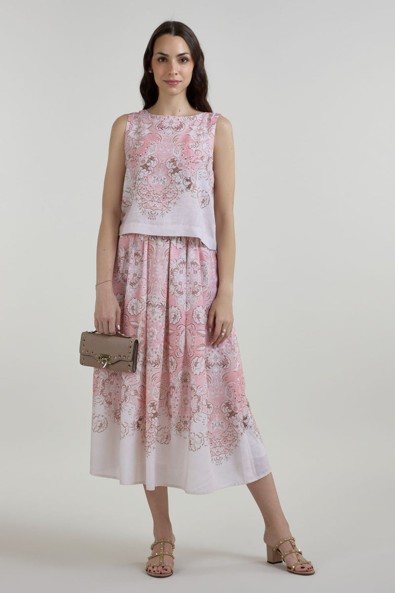 Anna Skirt Set linen co-ord set by SOBARIKO in pink for women Worldwide
