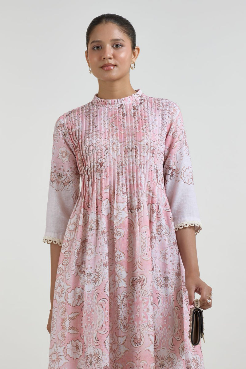 Anna Pleated dress linen dress by SOBARIKO for women Worldwide