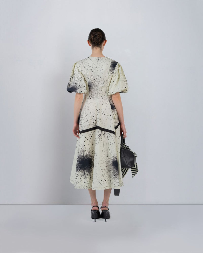 SPLATTER THALIA DRESS - Black + Ivory dress by Leh Studios in ivory for women Worldwide