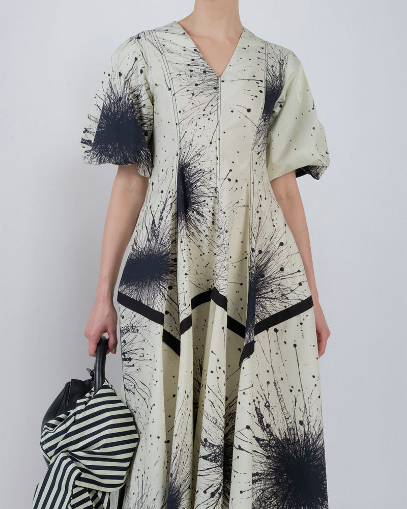 SPLATTER THALIA DRESS - Black + Ivory dress by Leh Studios in ivory for women Worldwide