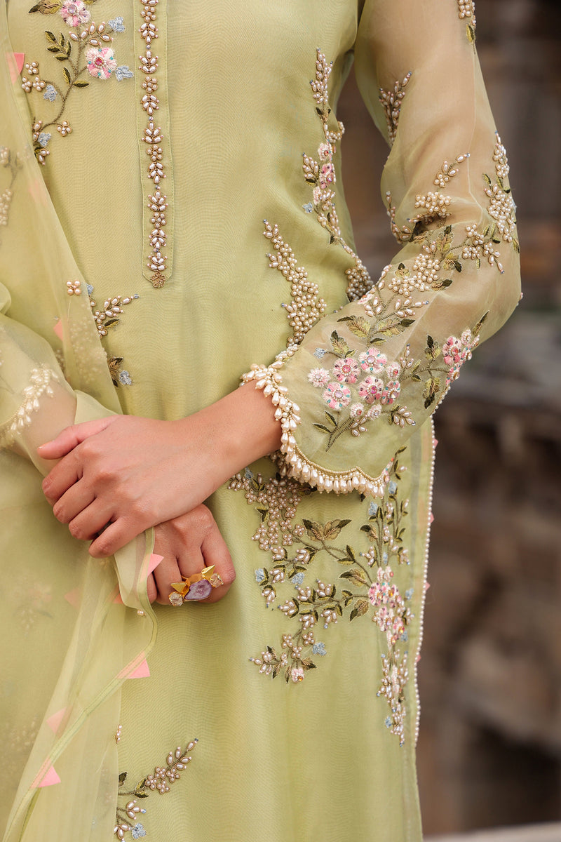 Vaayu Green Multicolor Jaal Kurta Set organza , silk tencel kurta/kurta set by Niti Bothra in green for women Worldwide