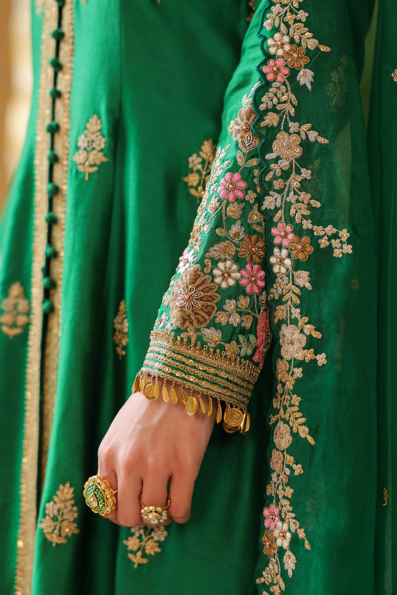Ahista Green Jacket Anarkali Set silk tencel kurta/kurta set by Niti Bothra in green for women Worldwide