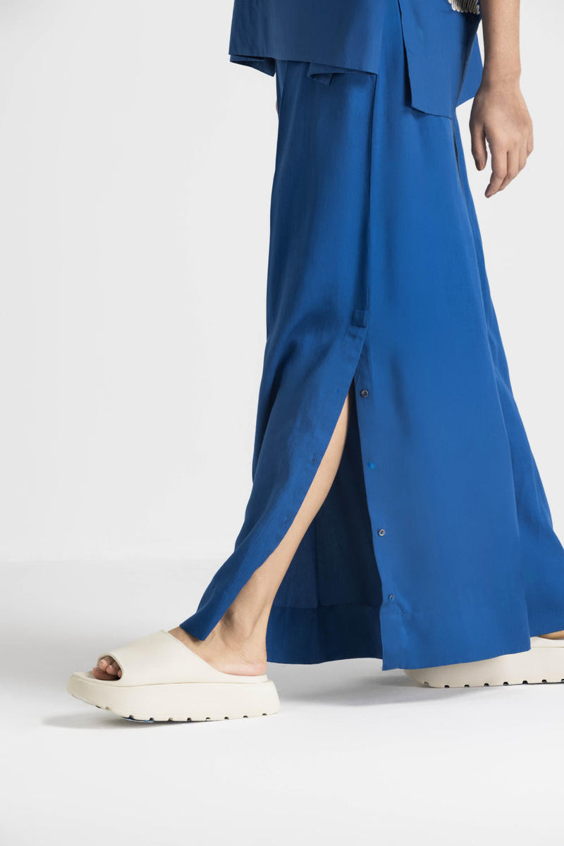 INVERTED BOX PLEAT BOTTOM - ELECTRIC BLUE by THREE in blue color for women Worldwide