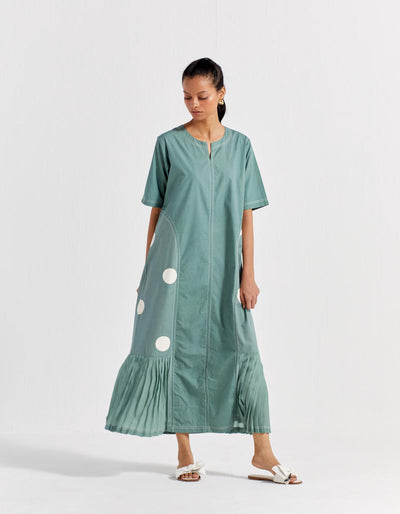 SIDE U-PLEAT DRESS - JADE